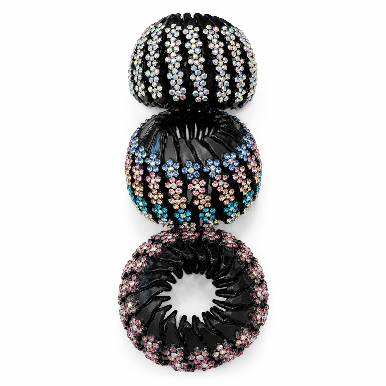 Lily Fashion Tipicos Rhinestone Hair Bun Maker for Women, Crystal Donut Hair Accessory, Sparkly Ponytail Holder for Elegant Hairstyles