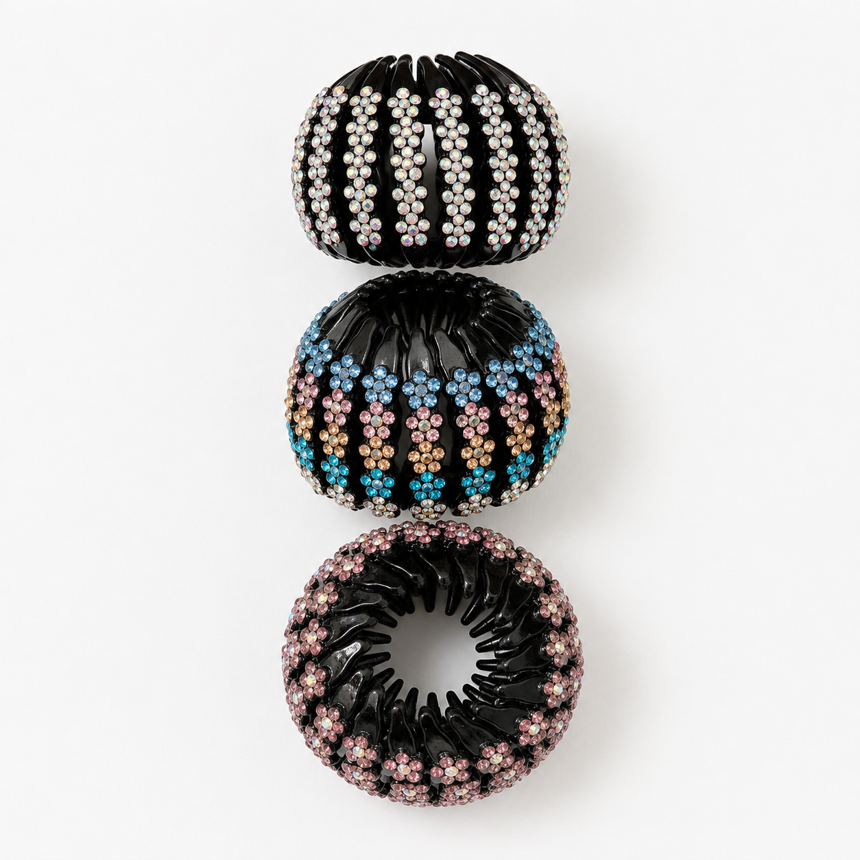 Lily Fashion Tipicos Rhinestone Hair Bun Maker for Women, Crystal Donut Hair Accessory, Sparkly Ponytail Holder for Elegant Hairstyles